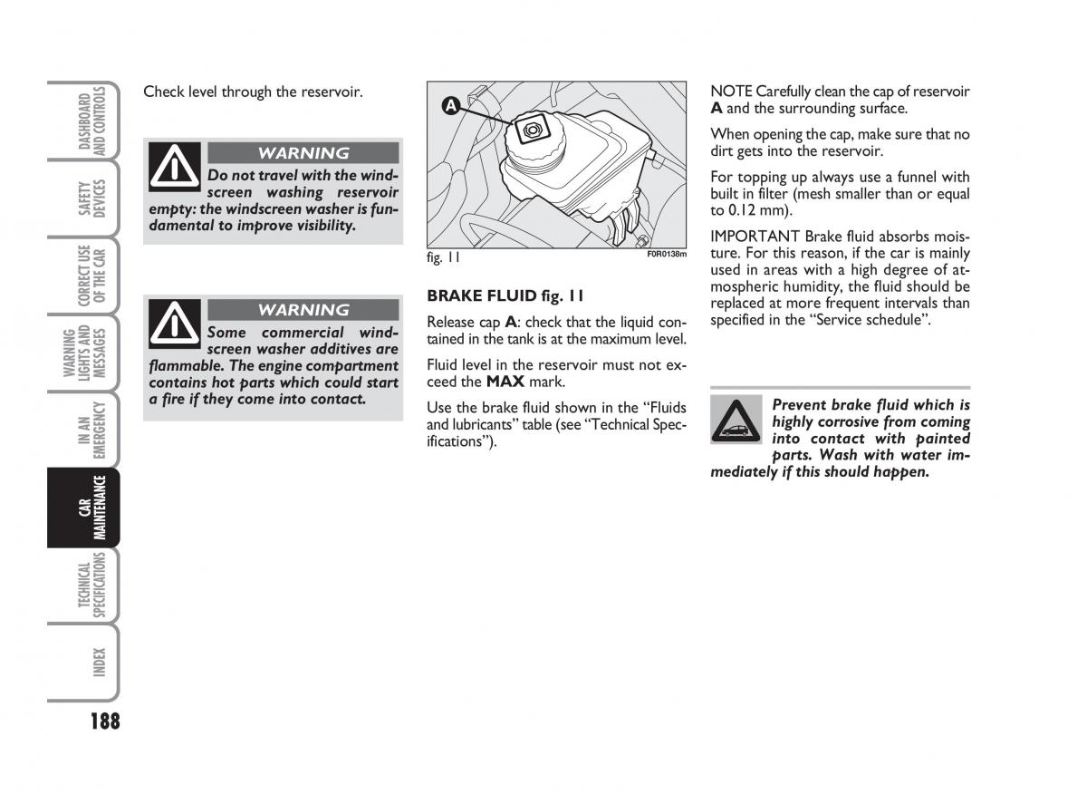 Fiat Linea owners manual / page 189