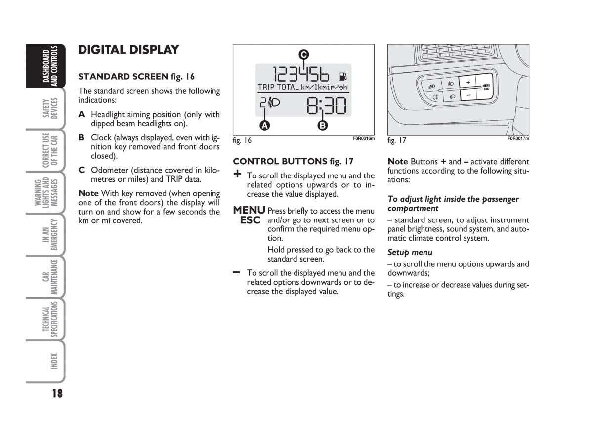 Fiat Linea owners manual / page 19