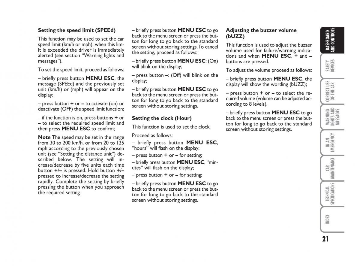 Fiat Linea owners manual / page 22