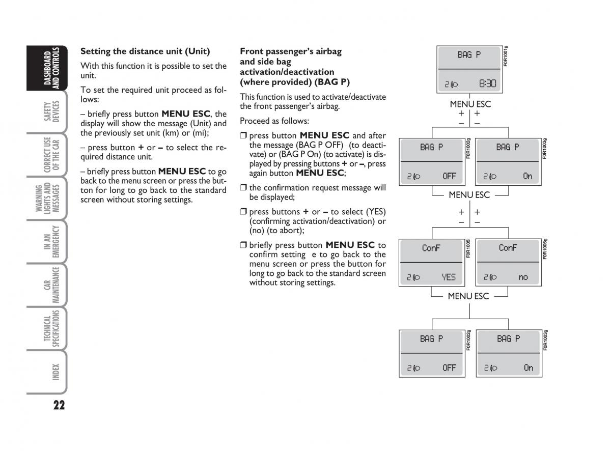 Fiat Linea owners manual / page 23