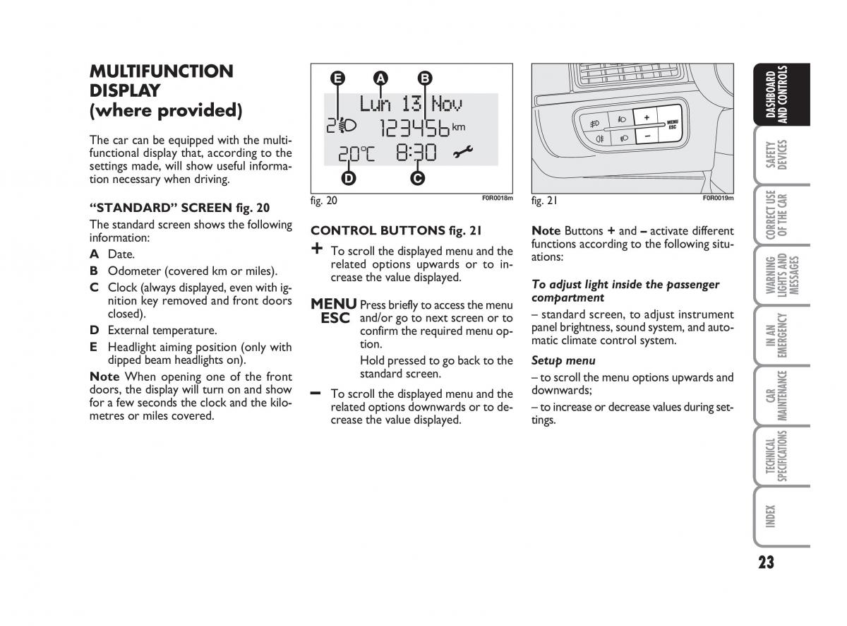 Fiat Linea owners manual / page 24