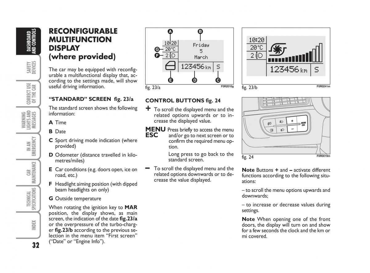 Fiat Linea owners manual / page 33