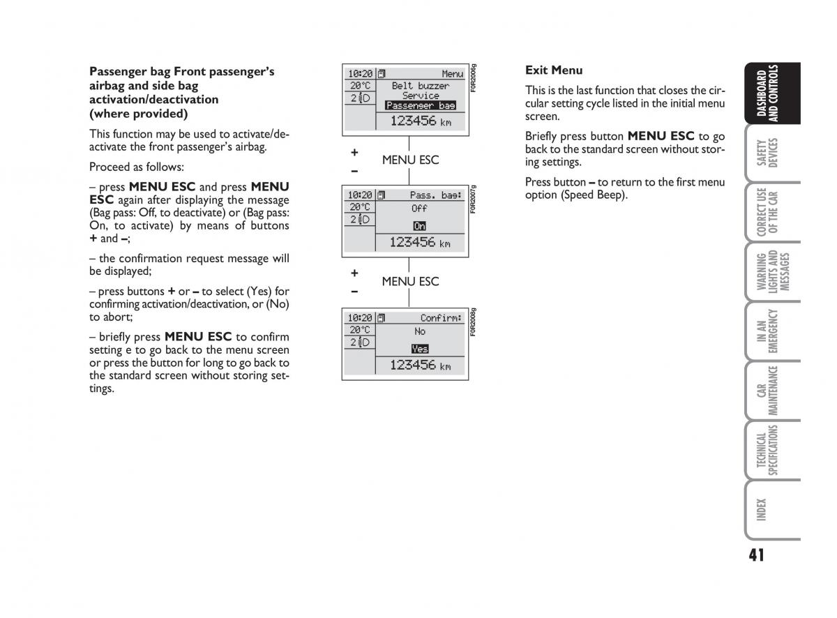 Fiat Linea owners manual / page 42