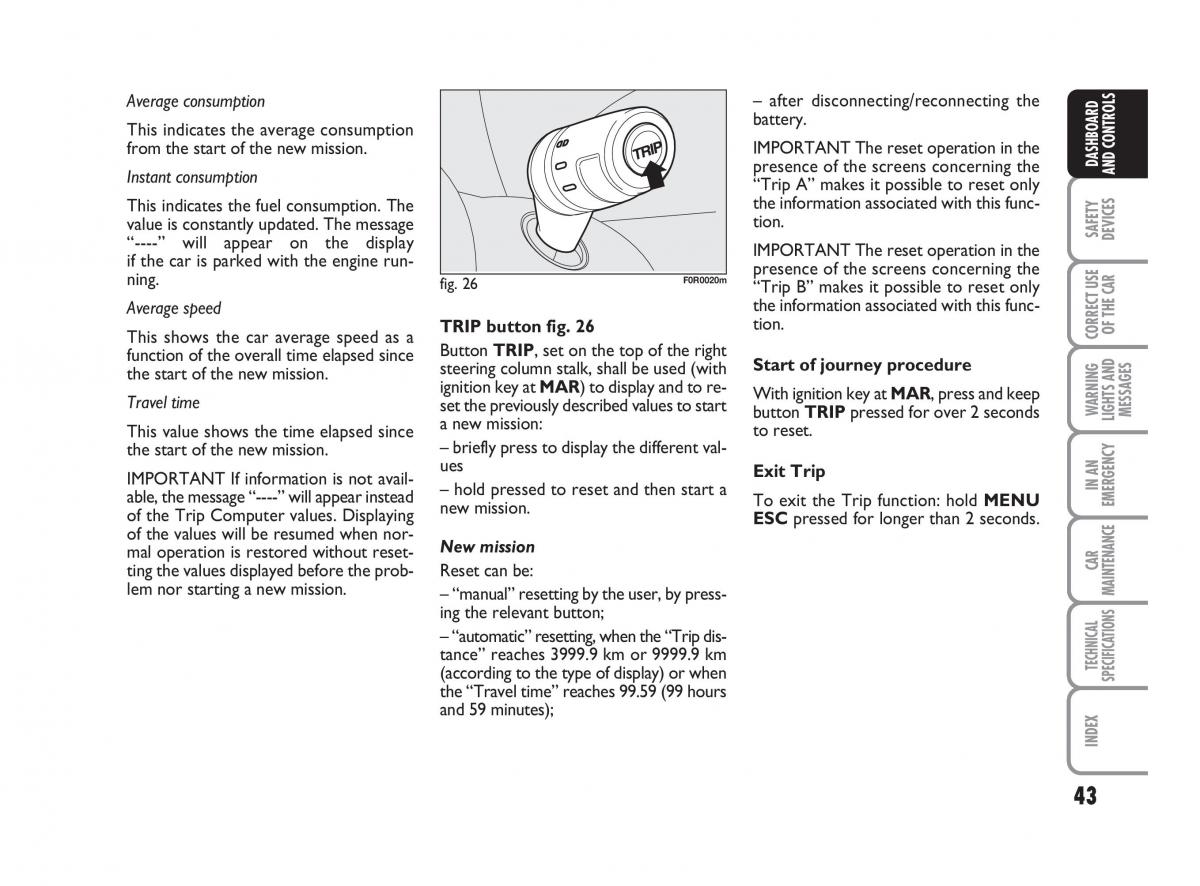 Fiat Linea owners manual / page 44