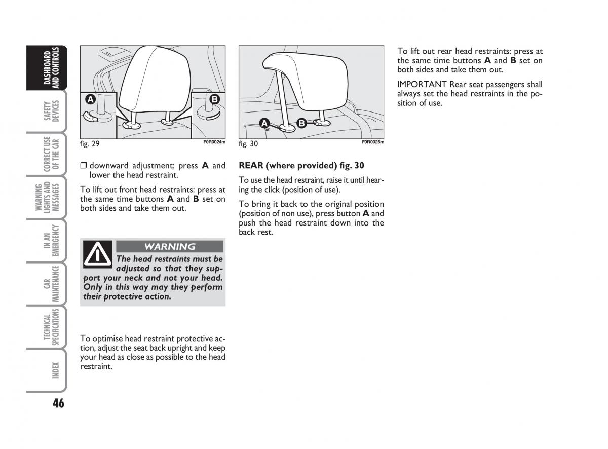 Fiat Linea owners manual / page 47