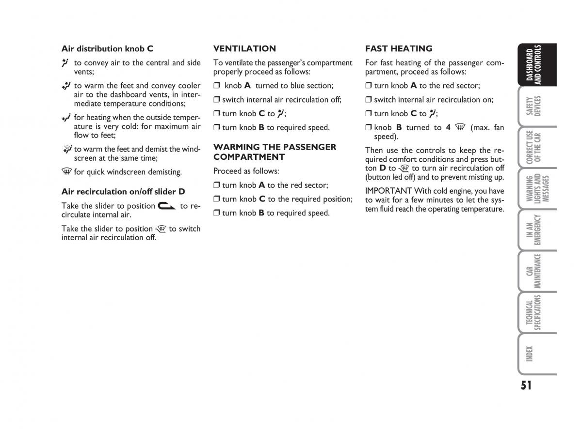 Fiat Linea owners manual / page 52