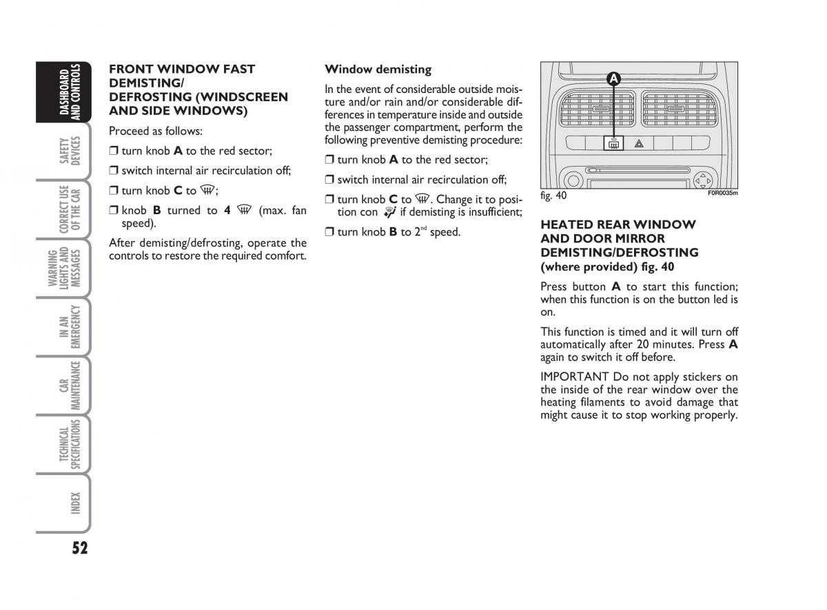 Fiat Linea owners manual / page 53