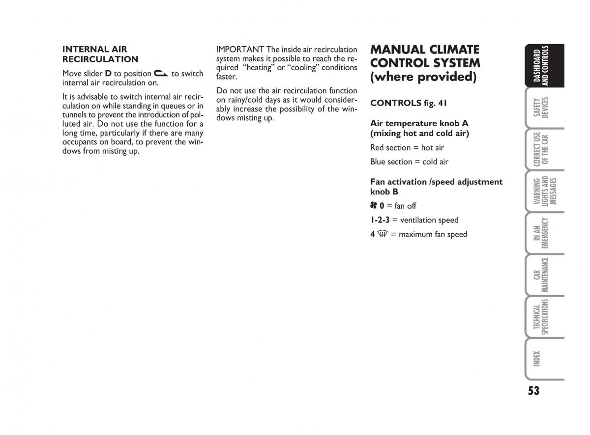 Fiat Linea owners manual / page 54