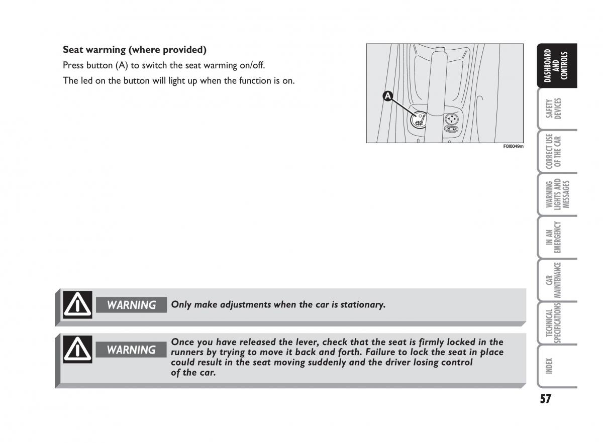 Fiat Punto II 2 owners manual / page 58