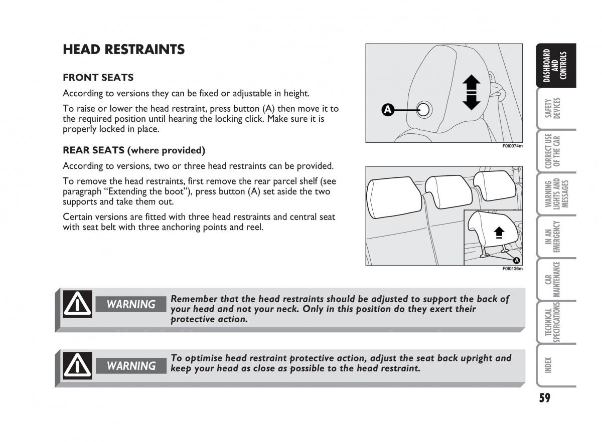 Fiat Punto II 2 owners manual / page 60