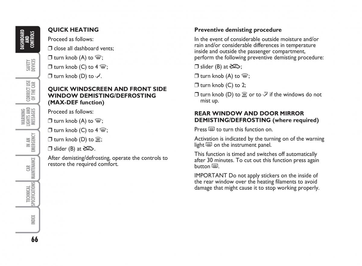 Fiat Punto II 2 owners manual / page 67