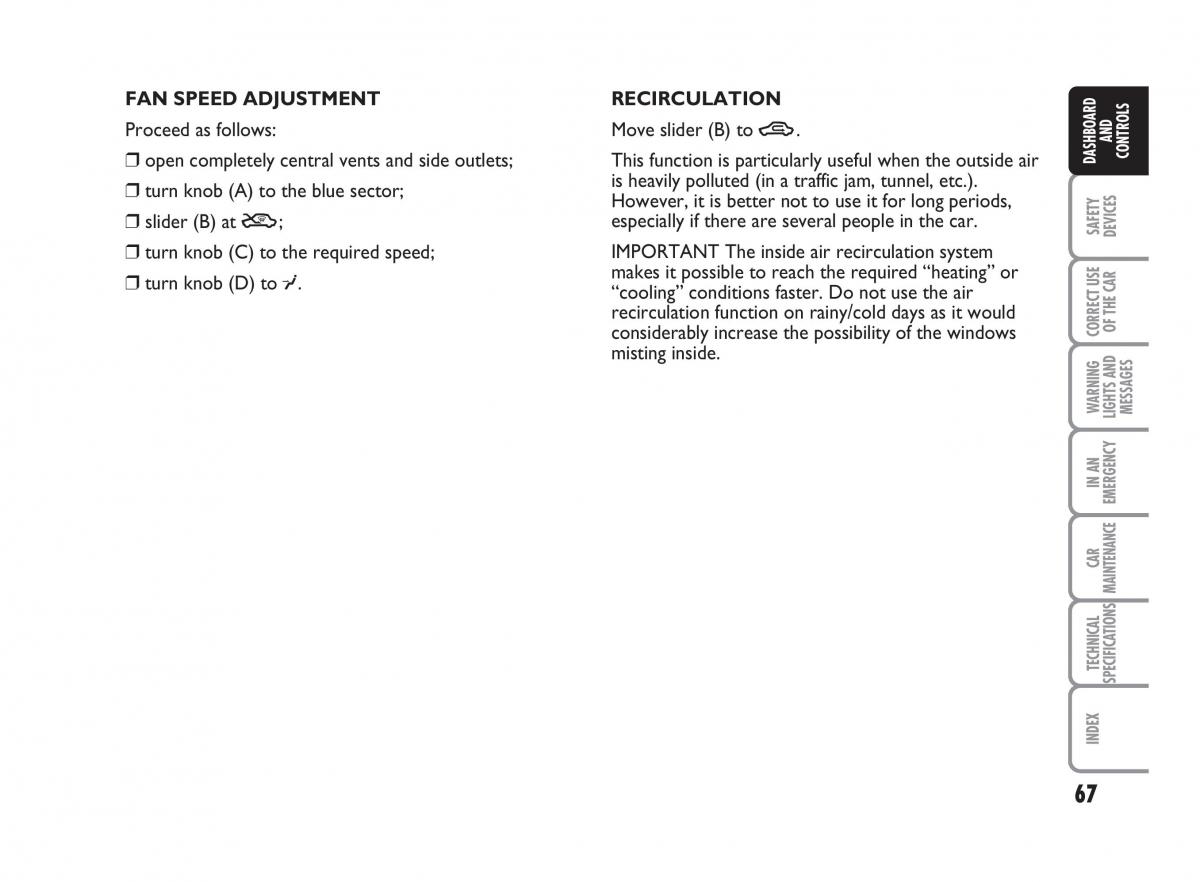 Fiat Punto II 2 owners manual / page 68