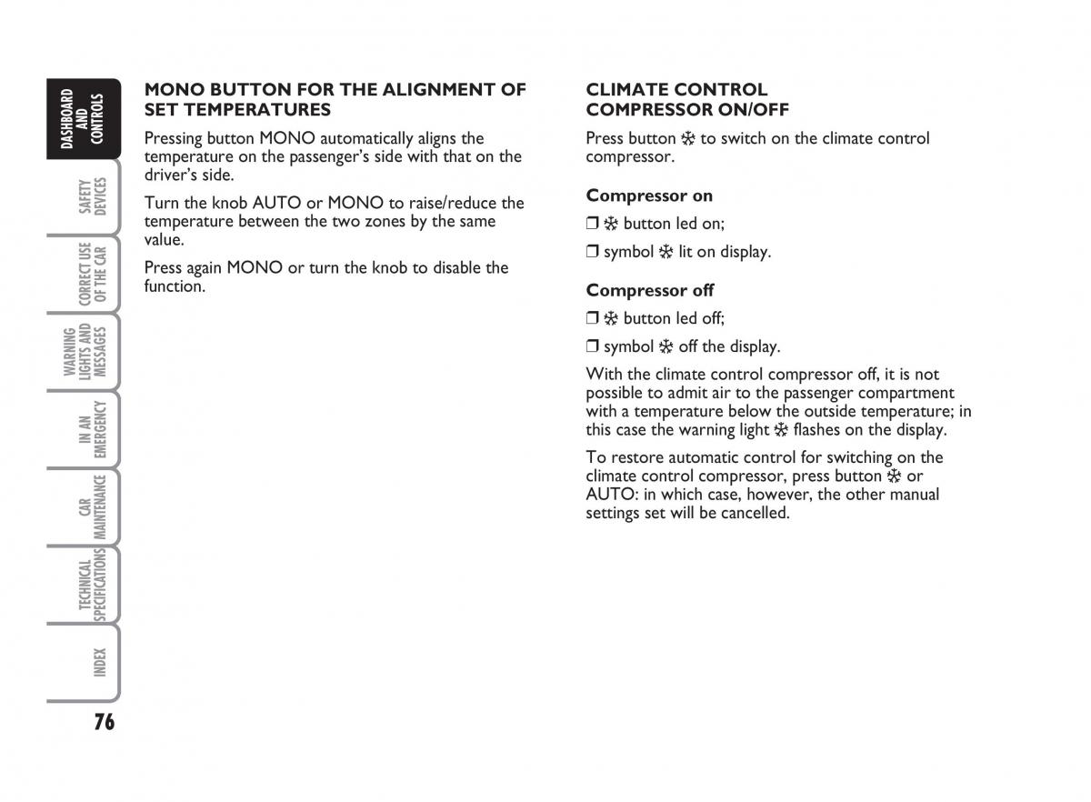 Fiat Punto II 2 owners manual / page 77