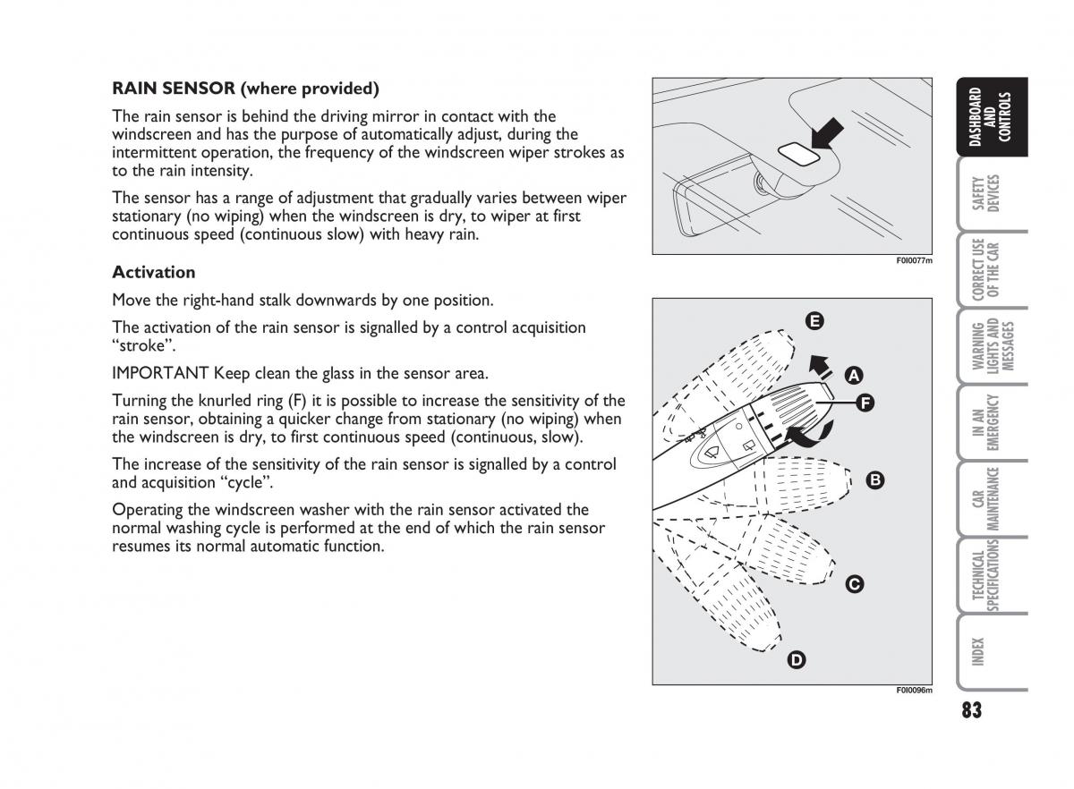 Fiat Punto II 2 owners manual / page 84