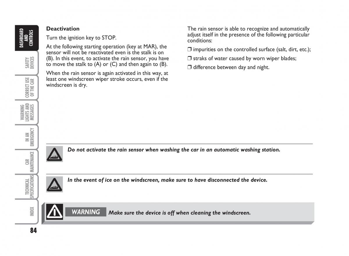 Fiat Punto II 2 owners manual / page 85