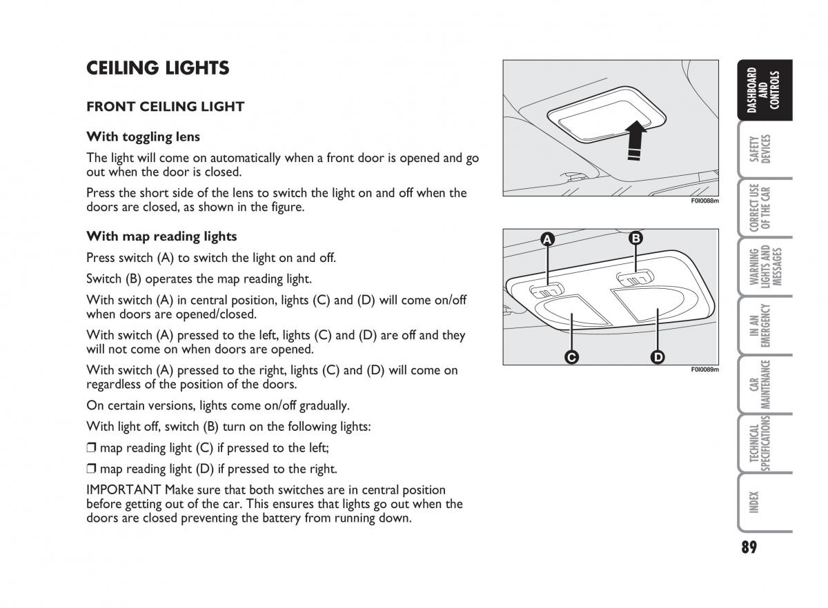 Fiat Punto II 2 owners manual / page 90