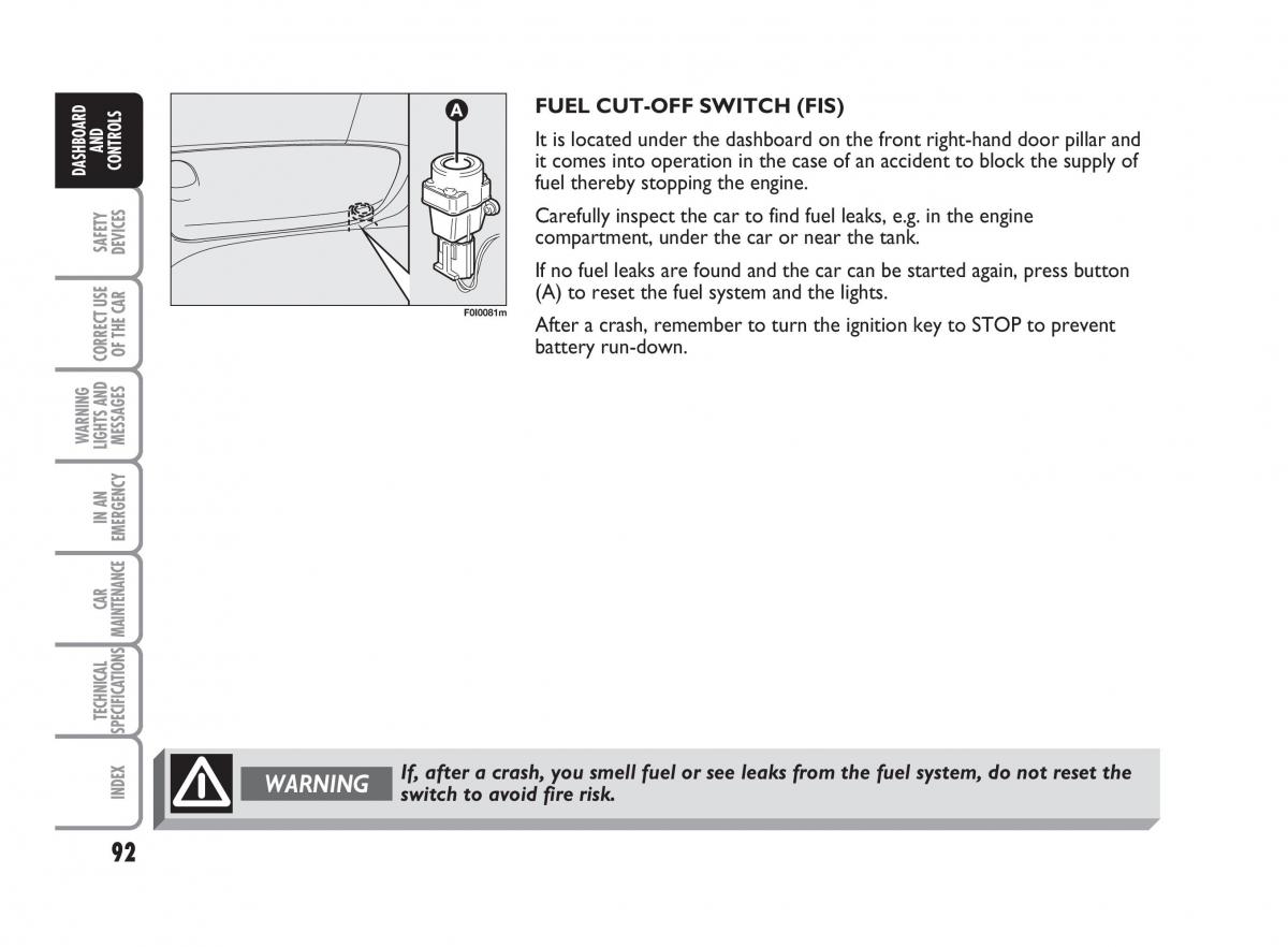 Fiat Punto II 2 owners manual / page 93