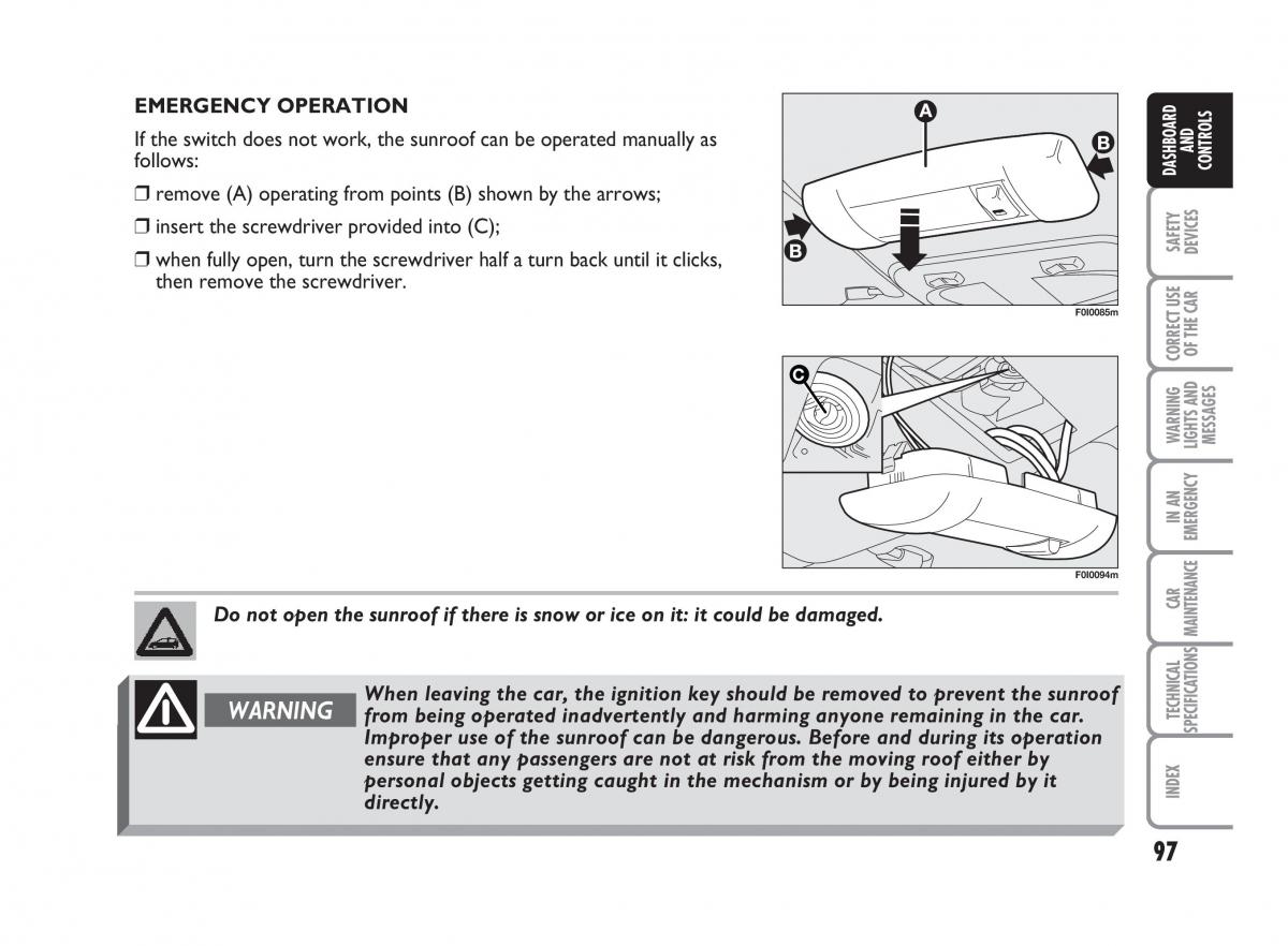 Fiat Punto II 2 owners manual / page 98