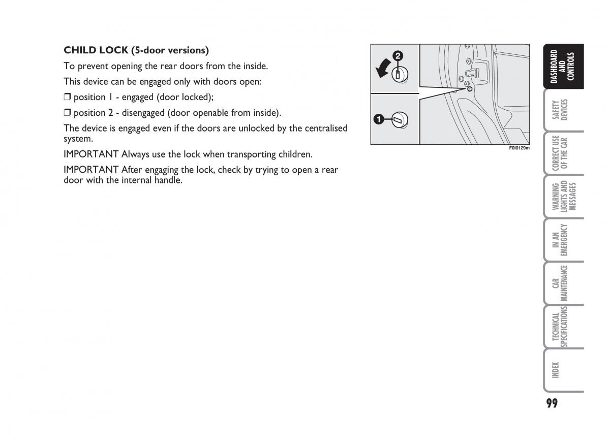 Fiat Punto II 2 owners manual / page 100