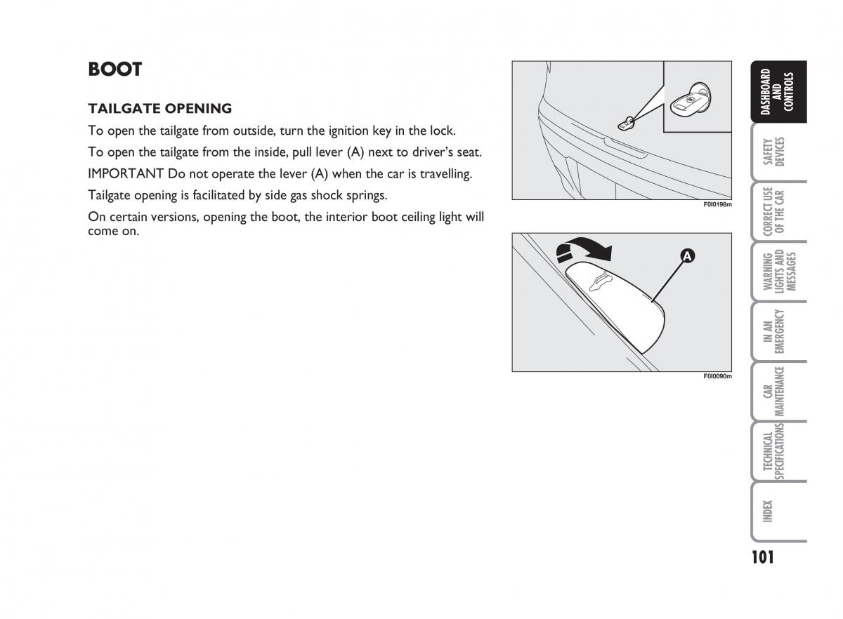 Fiat Punto II 2 owners manual / page 102