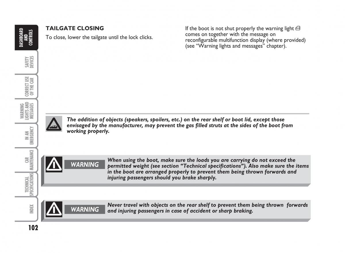 Fiat Punto II 2 owners manual / page 103