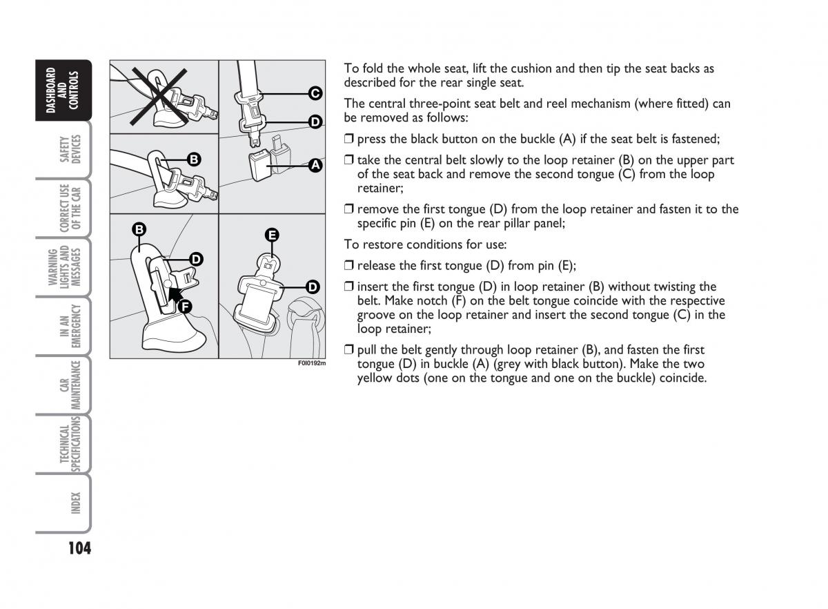 Fiat Punto II 2 owners manual / page 105