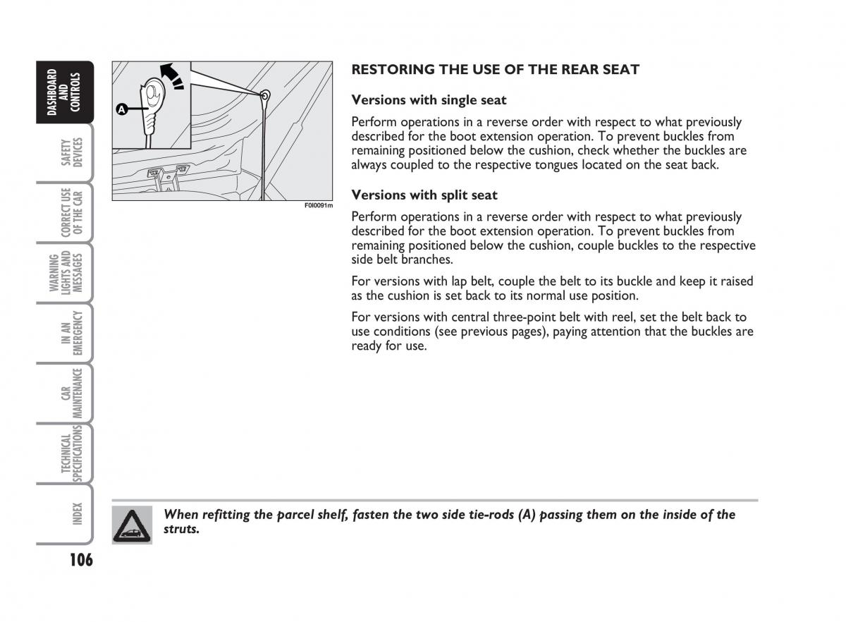 Fiat Punto II 2 owners manual / page 107