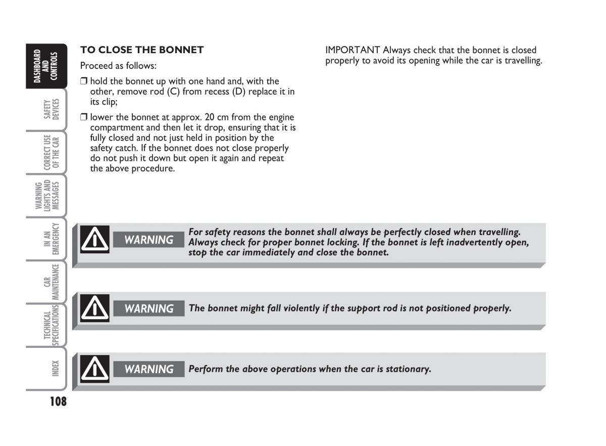 Fiat Punto II 2 owners manual / page 109