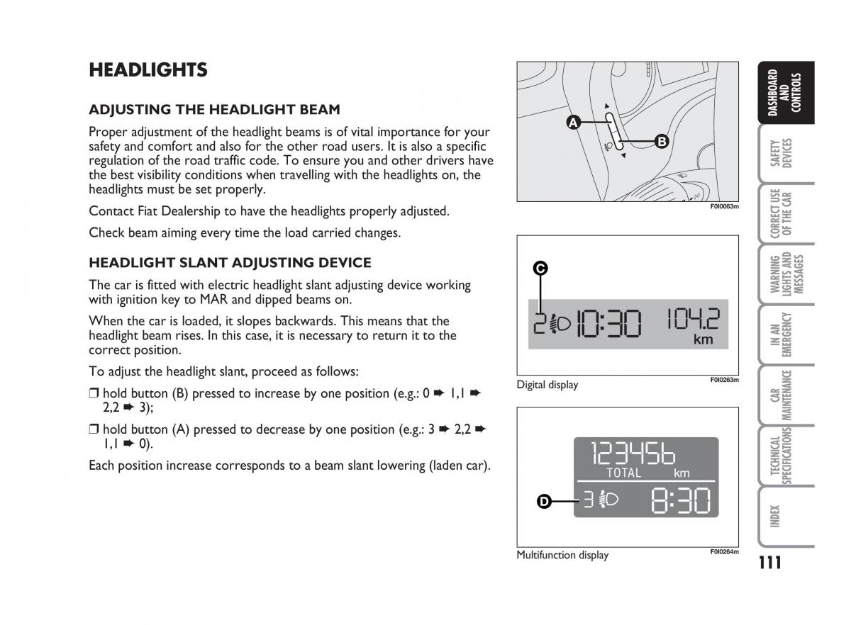 Fiat Punto II 2 owners manual / page 112