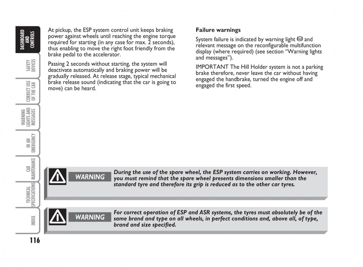 Fiat Punto II 2 owners manual / page 117