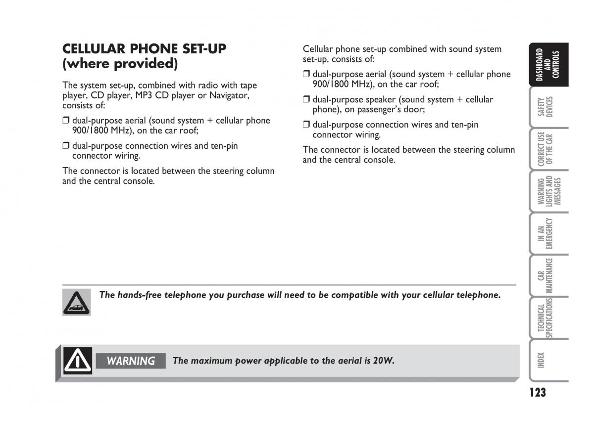 Fiat Punto II 2 owners manual / page 124