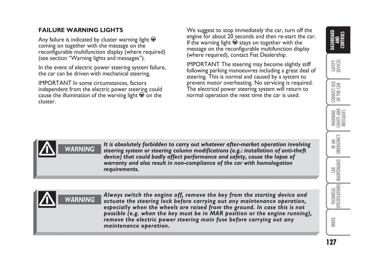 Fiat Punto II 2 owners manual / page 128