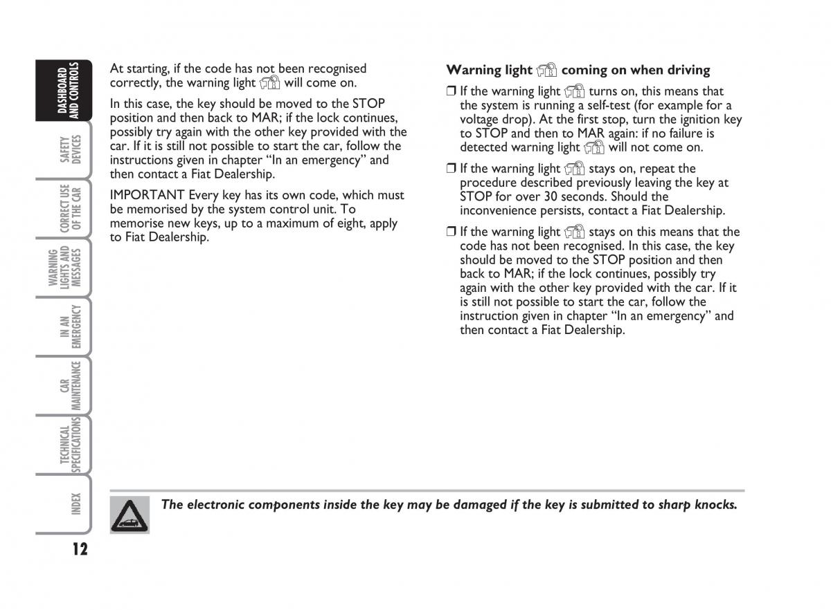 Fiat Punto II 2 owners manual / page 13