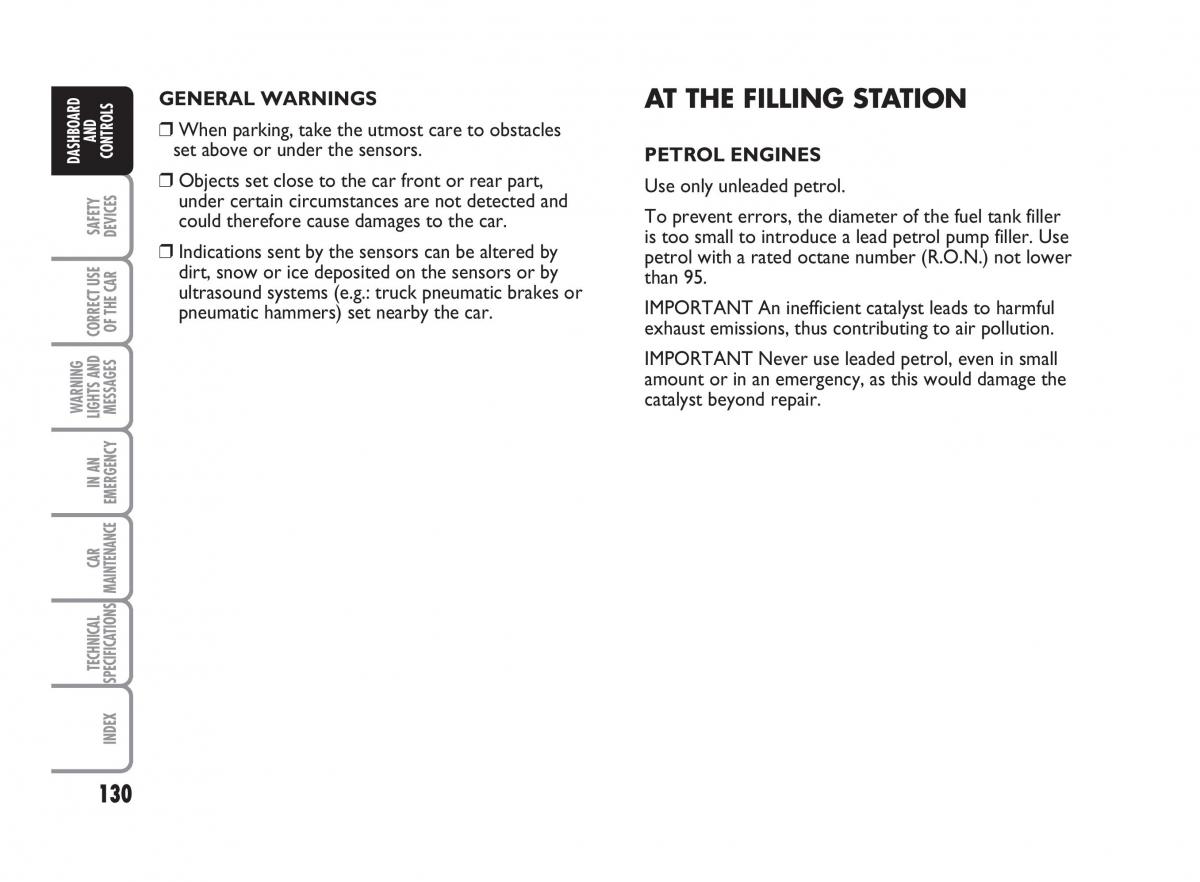 Fiat Punto II 2 owners manual / page 131