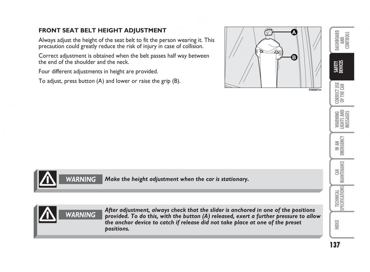 Fiat Punto II 2 owners manual / page 138