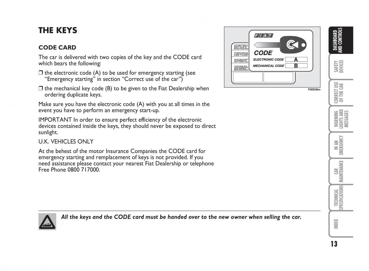 Fiat Punto II 2 owners manual / page 14