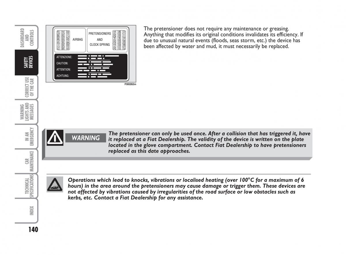 Fiat Punto II 2 owners manual / page 141