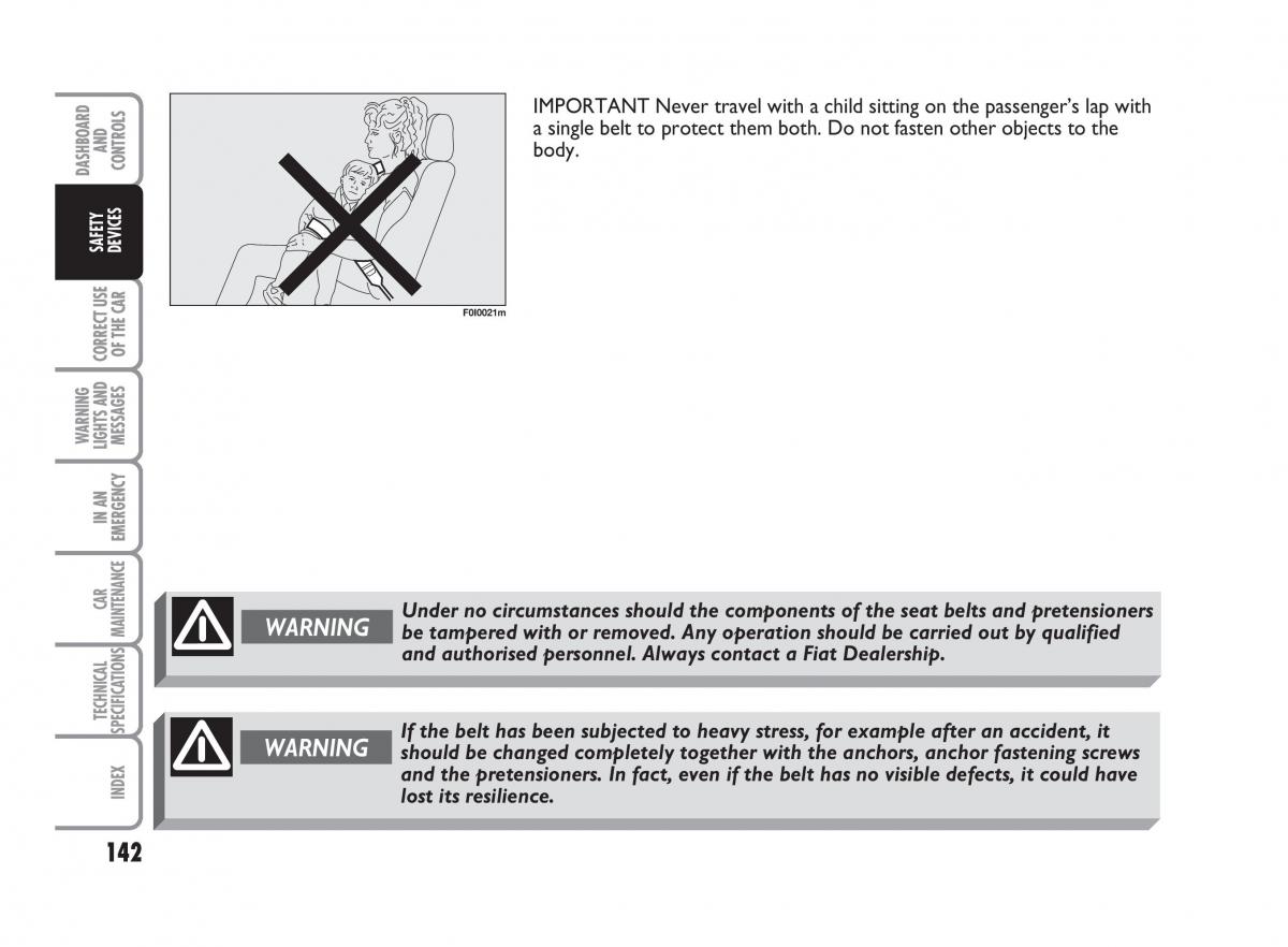 Fiat Punto II 2 owners manual / page 143