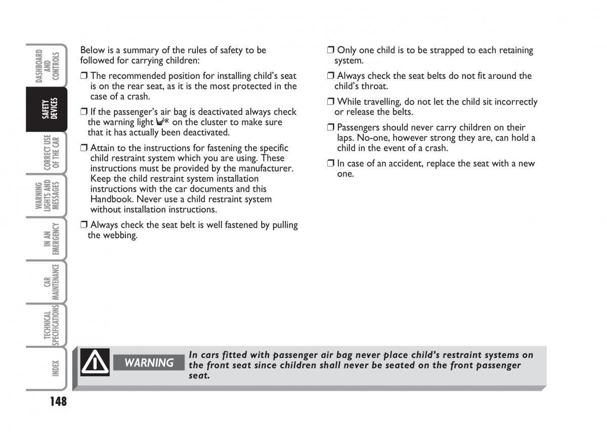 Fiat Punto II 2 owners manual / page 149