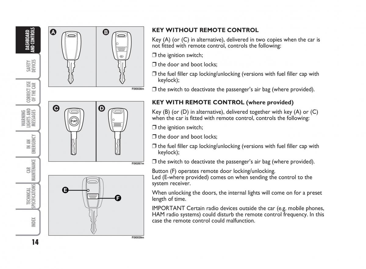 Fiat Punto II 2 owners manual / page 15