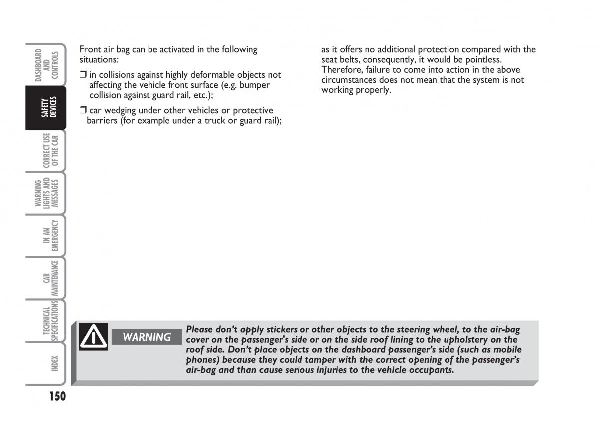 Fiat Punto II 2 owners manual / page 151