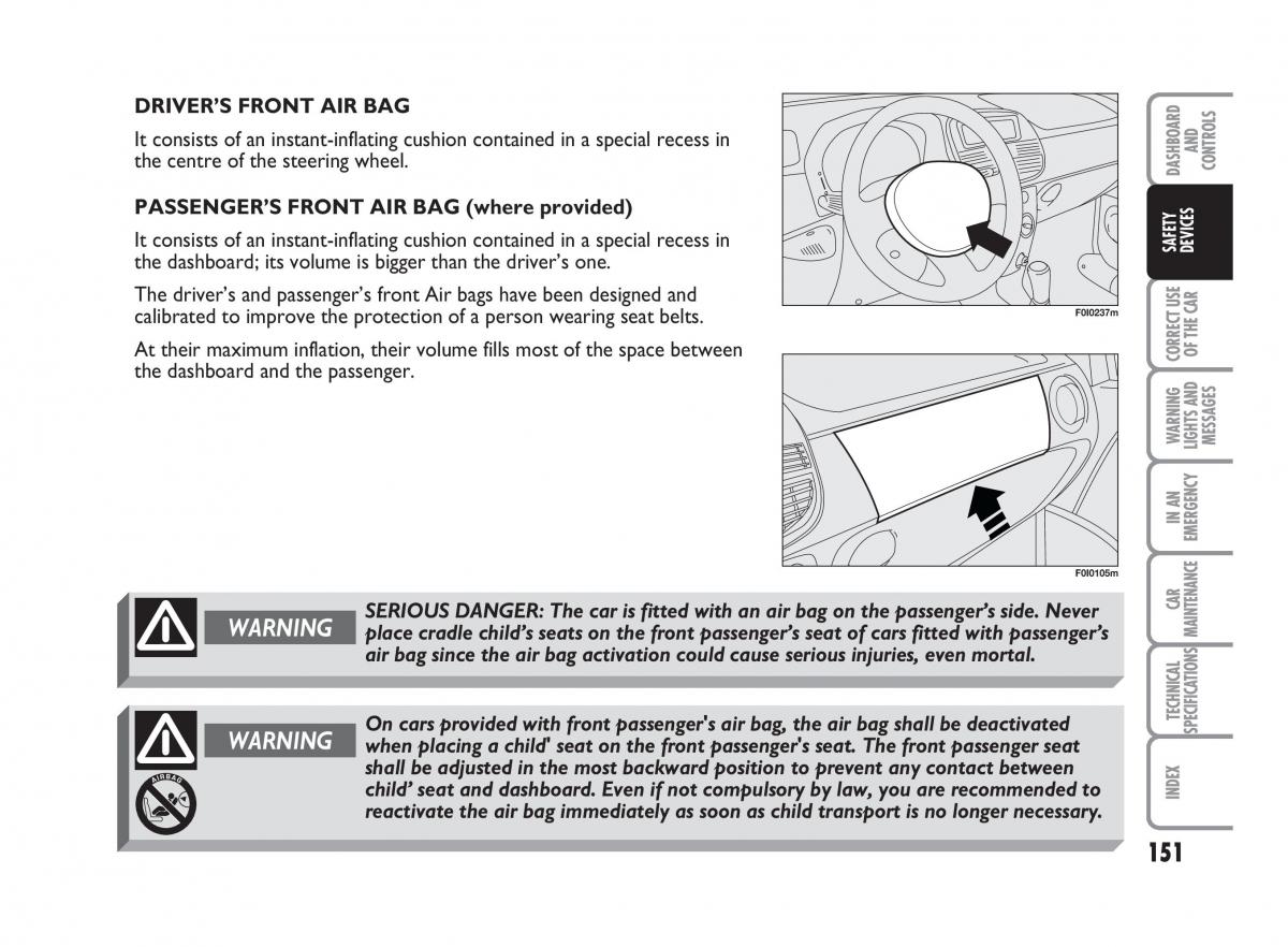 Fiat Punto II 2 owners manual / page 152