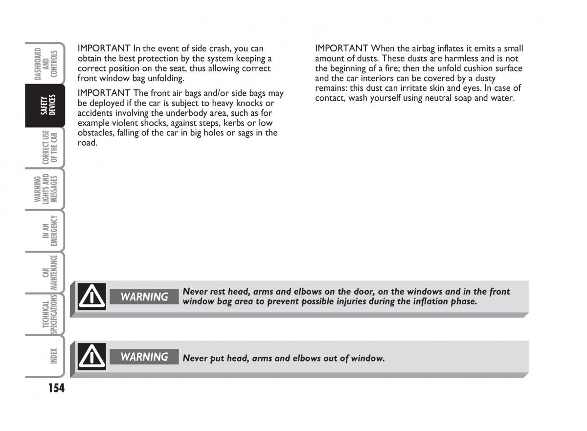 Fiat Punto II 2 owners manual / page 155