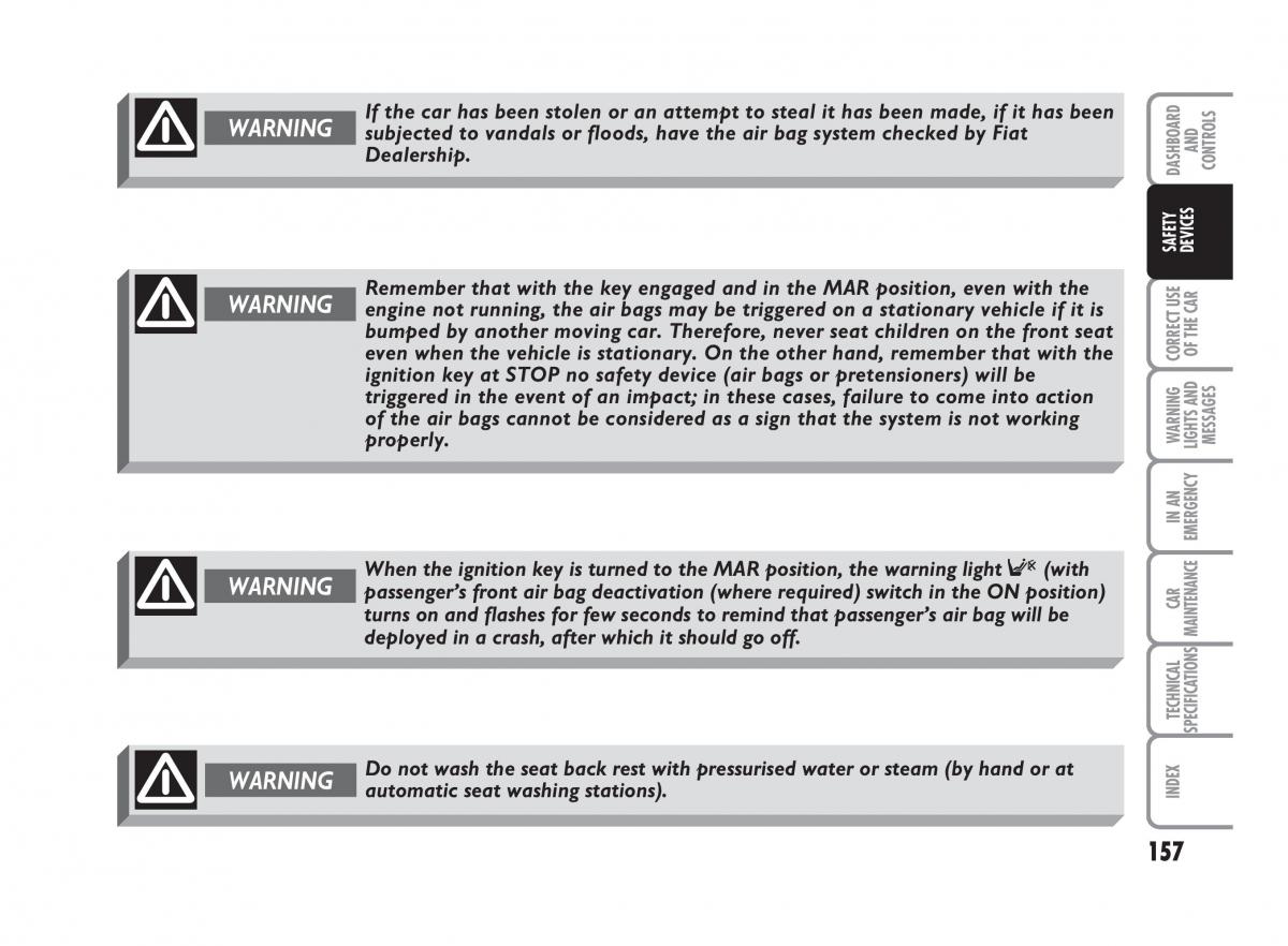 Fiat Punto II 2 owners manual / page 158