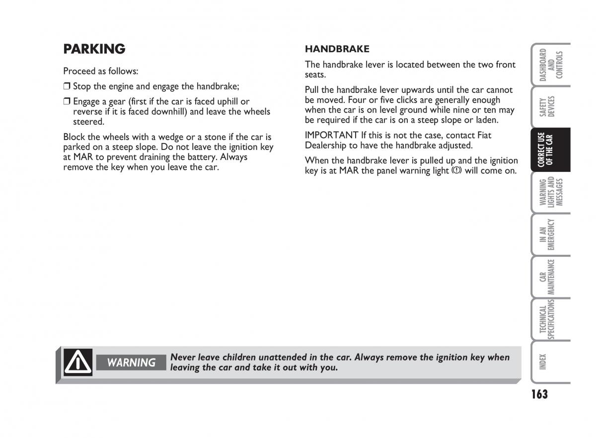 Fiat Punto II 2 owners manual / page 164