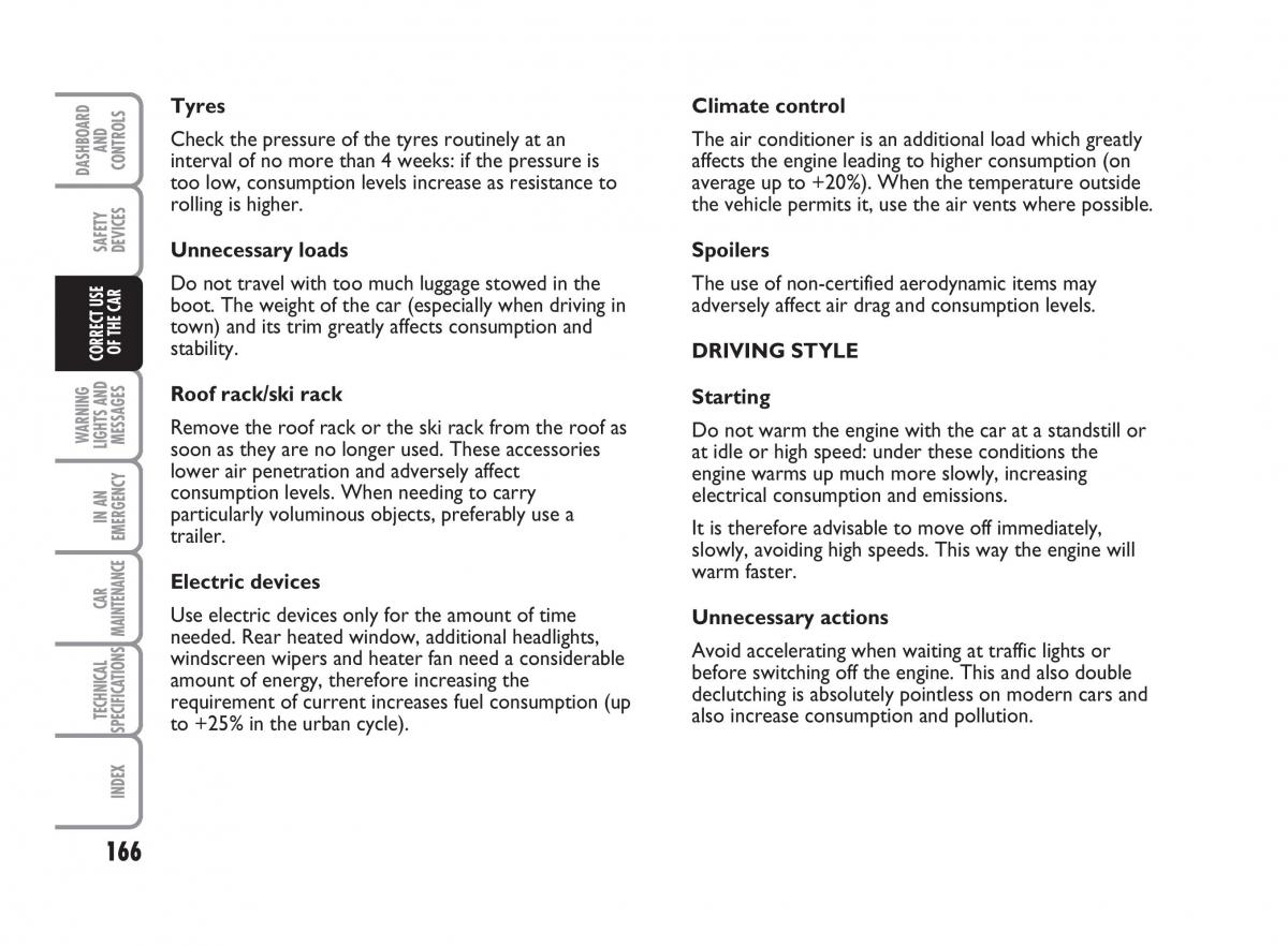 Fiat Punto II 2 owners manual / page 167