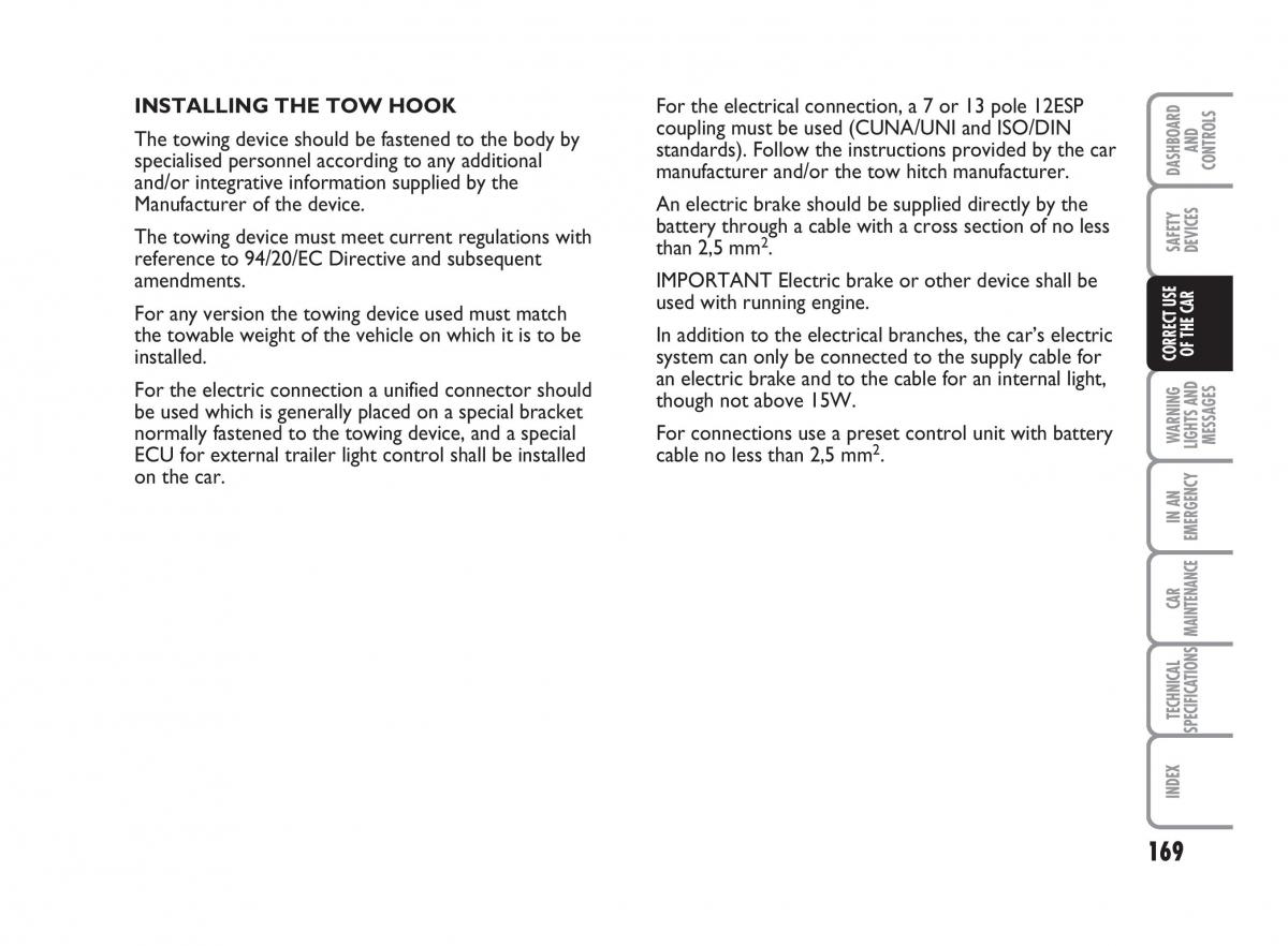 Fiat Punto II 2 owners manual / page 170