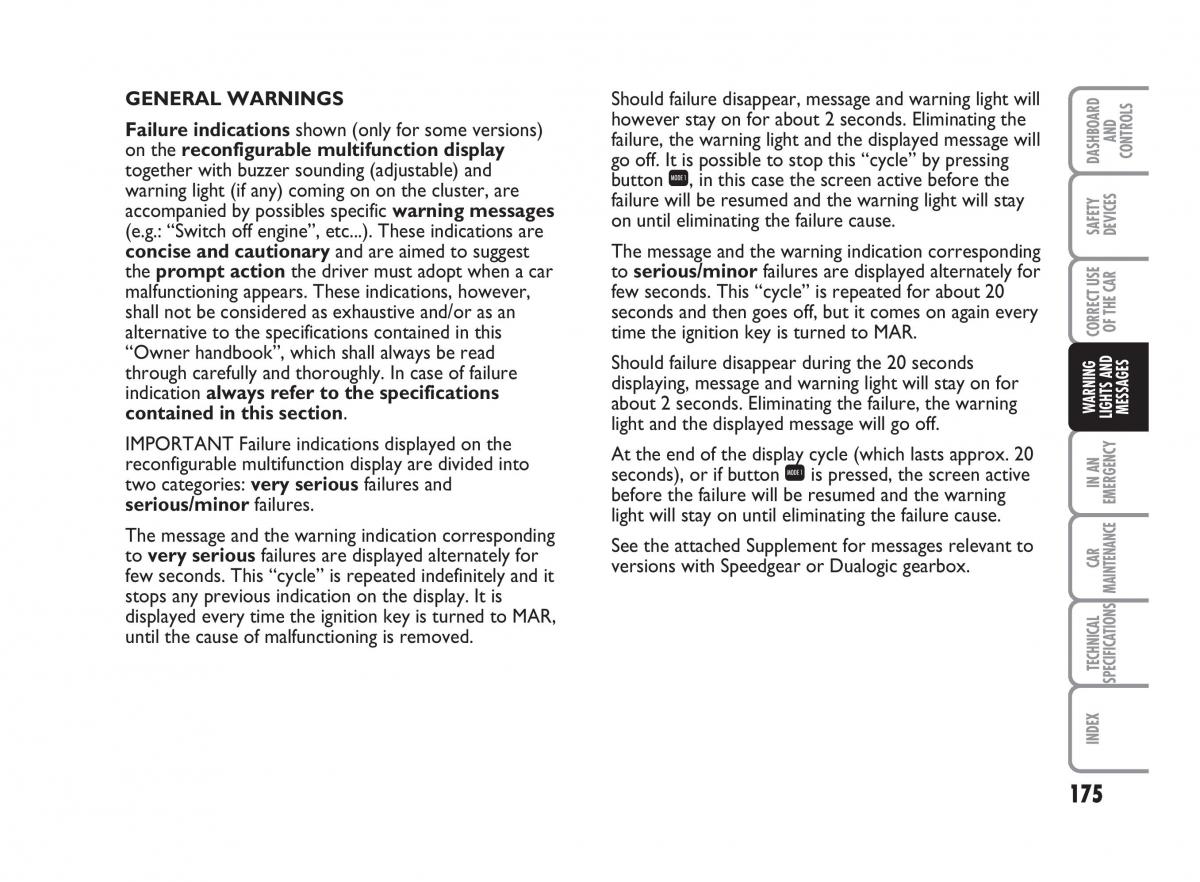 Fiat Punto II 2 owners manual / page 176