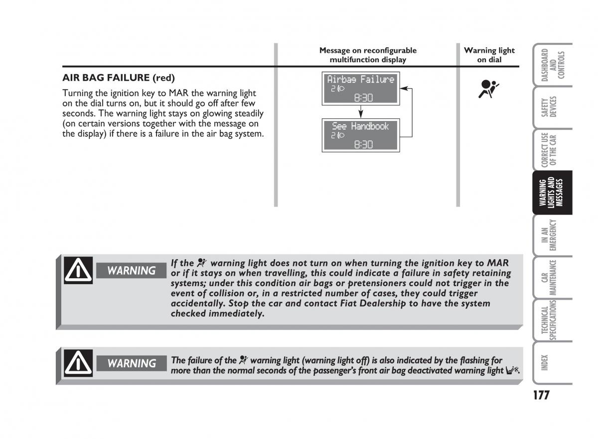 Fiat Punto II 2 owners manual / page 178