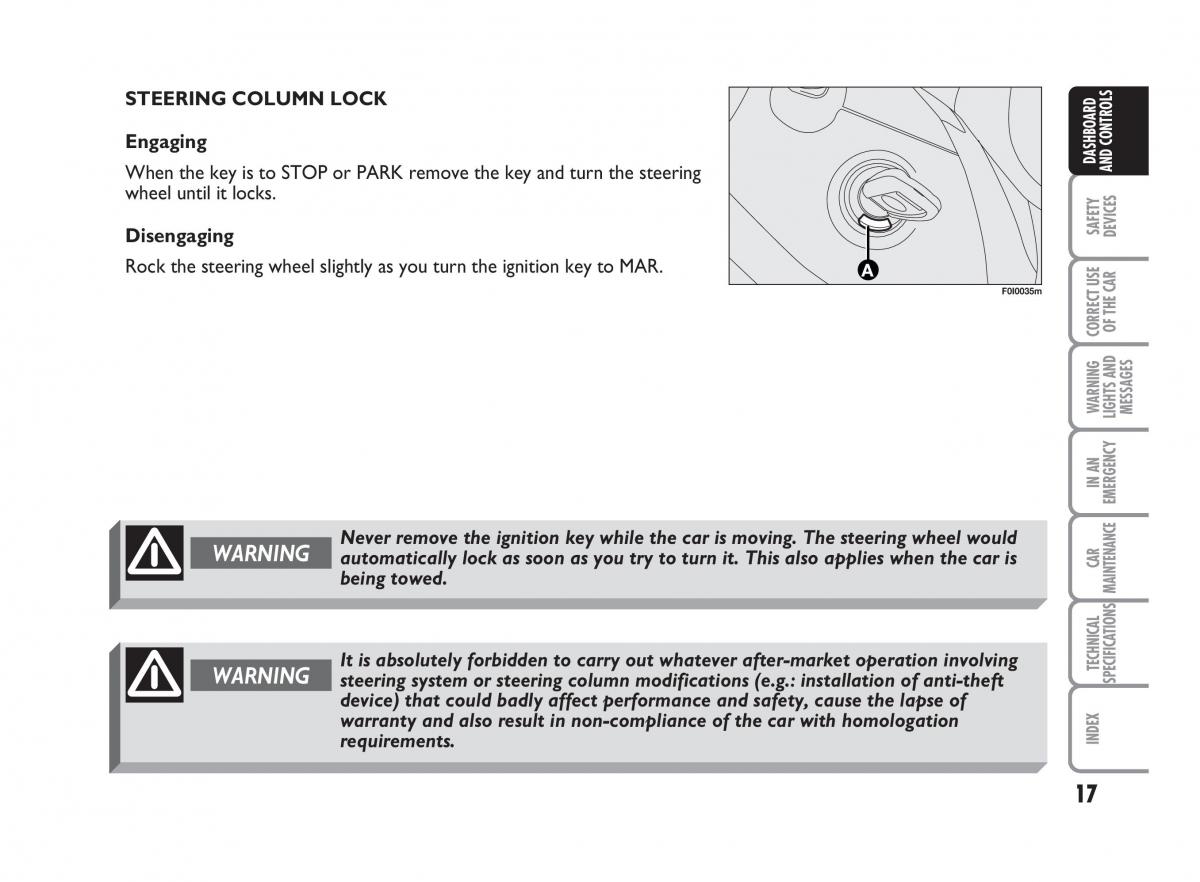 Fiat Punto II 2 owners manual / page 18